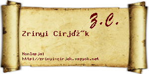 Zrinyi Cirjék névjegykártya